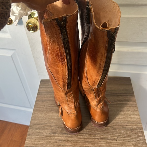 BED STU GLAYE WOMEN RIDING BOOTS BROWN LEATHER SIDE AND BACK ZIPPERS size 8.5 - Picture 10 of 16